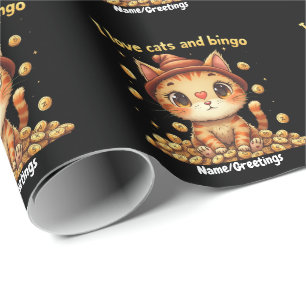 Ich liebe Katzen und Bingo Perfekte Kombination Bi Geschenkpapier