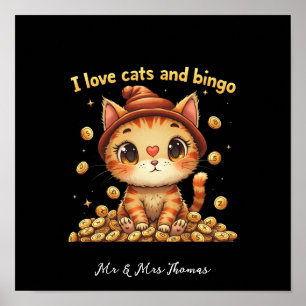 Ich liebe Katzen und Bingo Perfekte Kombination Bi Poster