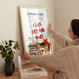 Ich liebe Katzen und Bücher Fotodruck