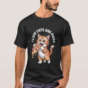 Ich liebe Katzen und Pizza lustige Katze T-Shirt