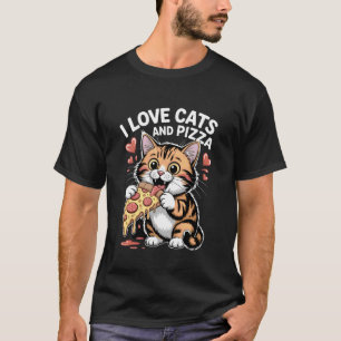 Ich liebe Katzen und Pizza lustige Katze T-Shirt