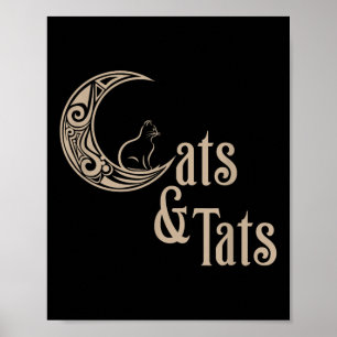Ich Liebe Katzen und Tattoos Katzen und Fette Funn Poster