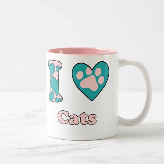 Ich Liebe Katzen Zweifarbige Tasse (Rechts)