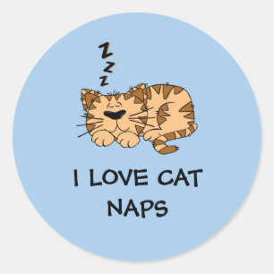 Ich liebe Katzenschläfchen T-Shirt Runder Aufkleber
