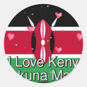 Ich liebe Kenia und "Hakuna Matata" Kunstposter Runder Aufkleber