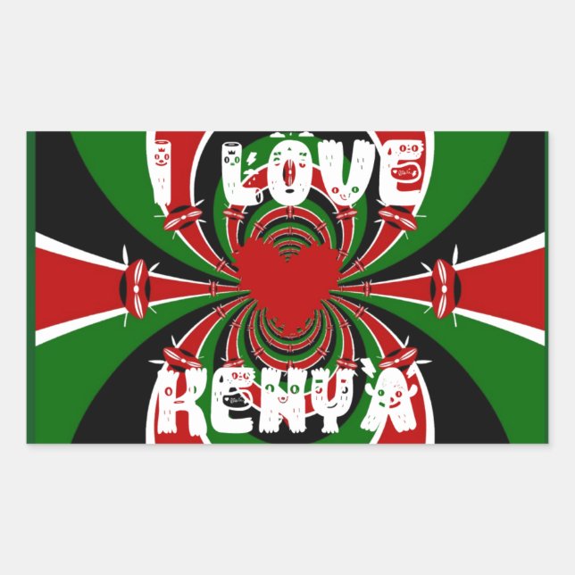 Ich Liebe Kenya XOXO! Hakuna Matata Geschenke Rechteckiger Aufkleber (Vorderseite)