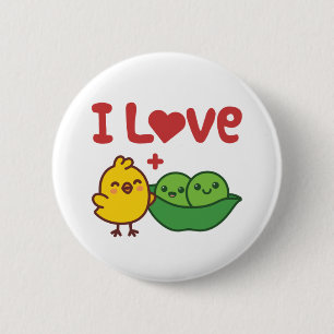 Ich liebe Kichererbsen Hummus Kawaii Button