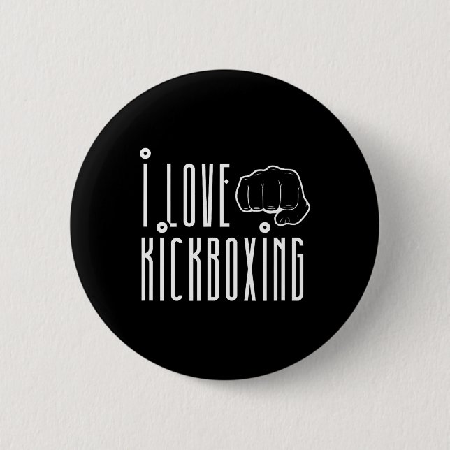 Ich liebe Kickboxen Kickbox Kick Boxing Kickboxer  Button (Vorderseite)