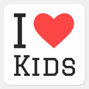 Ich Liebe Kinder Quadratischer Aufkleber