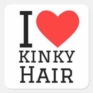Ich Liebe kinkes Haar Quadratischer Aufkleber