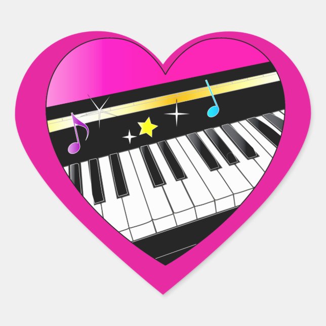 Ich Liebe Klavier im Herzen Herz-Aufkleber (Vorderseite)