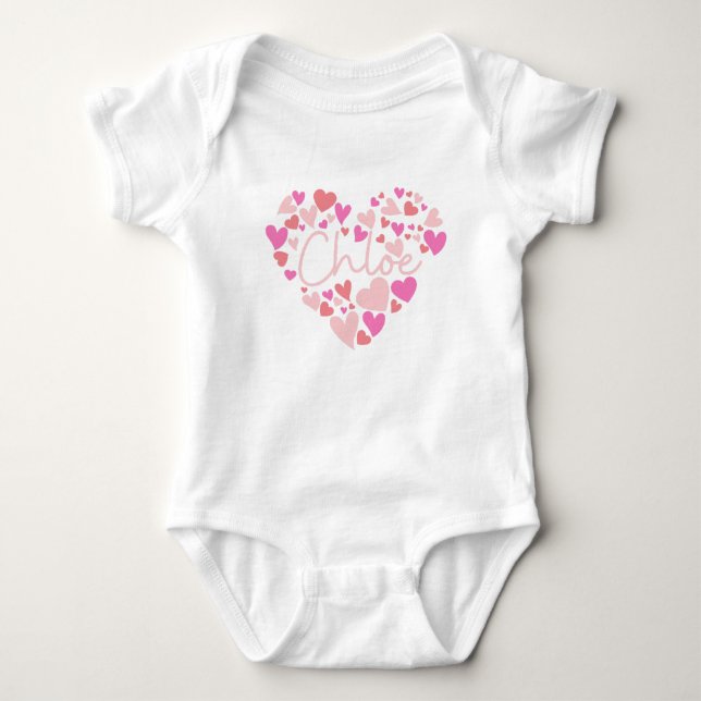 Ich Liebe Kloe Herz in Rosa Baby Strampler (Vorderseite)