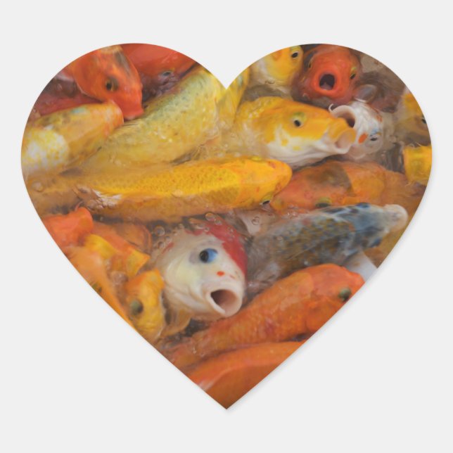 Ich Liebe Koi Fischkleber. Herz-Aufkleber (Vorderseite)
