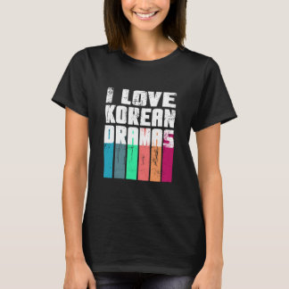 Ich Liebe koreanische Dramen bedrückte Farbbalken T-Shirt