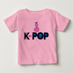 ♥Ich liebe KPop Koreanischer Stil süßer Herzfinger Baby T-shirt