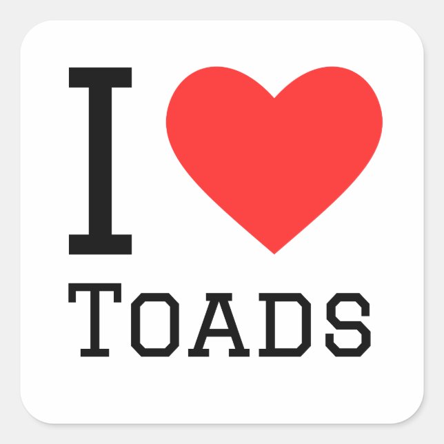 Ich Liebe Kröten Quadratischer Aufkleber (Vorderseite)
