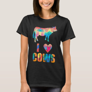 Ich liebe Kühe Bunte Blumen Muster Herz Kuh Pre T-Shirt