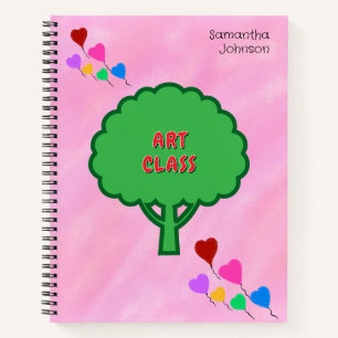 Ich liebe Kunst Herz Ballons Baum Name Notizbuch
