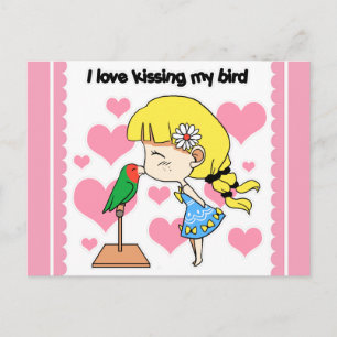 Ich Liebe küsst meinen Vogel niedlichen Cartoon Postkarte