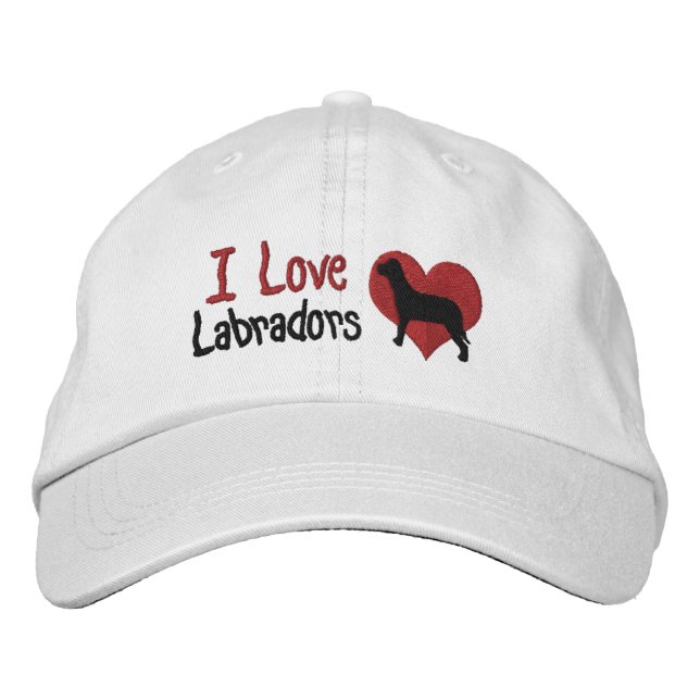 Ich Liebe Labradors Hund und Herz Bestickte Kappe (Vorderseite)