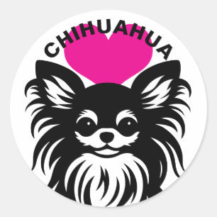 Ich liebe langhaarige Chihuahua süße Welpen Runder Aufkleber