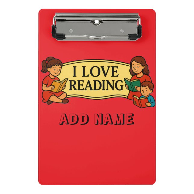 Ich liebe Lesen Drawstring Buch Tasche Mini Klemmbrett (Vorderseite)