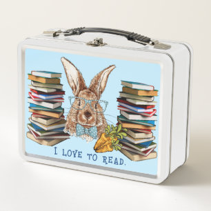 Ich liebe lesen - Metall-Lunchboxe mit Kaninchen Metall Brotdose