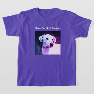 Ich liebe Lila und süße Welpen Hunde-Foto T-Shirt