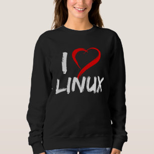 Ich liebe Linux mit Herz Penguin Tux Open Source B Sweatshirt