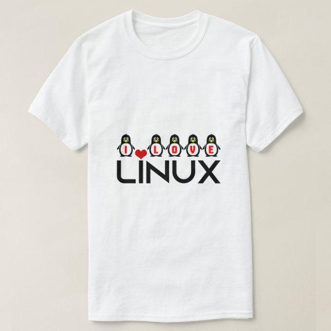 Ich Liebe Linux Pinguine lustige einzigartige Geek T-Shirt (Design vorne)