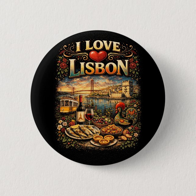 Ich liebe Lissabon Button (Vorderseite)