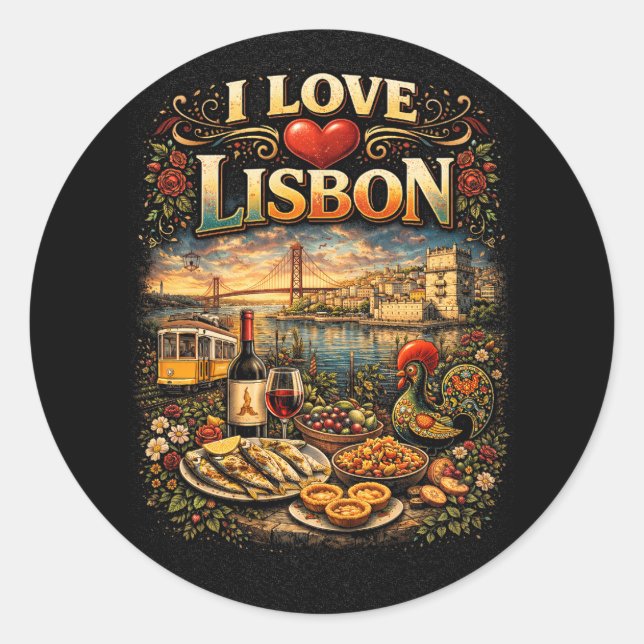 Ich liebe Lissabon Runder Aufkleber (Vorderseite)