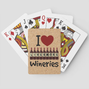 Ich liebe Livermore Wineries Herz und Weinflaschen Spielkarten