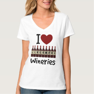Ich liebe Livermore Wineries Herz und Weinflaschen T-Shirt