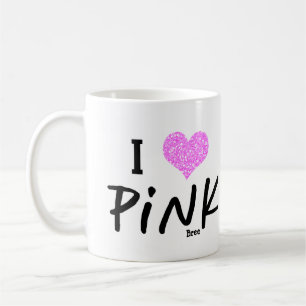 Ich liebe Love Pink Personalisierte Schicke Benutz Kaffeetasse