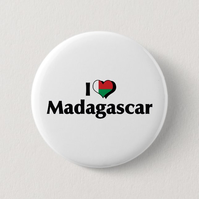 Ich liebe Madagaskar-Flagge Button (Vorderseite)