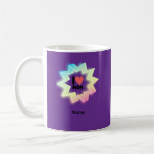 Ich liebe Mama Farbige Neonstern Kaffeetasse