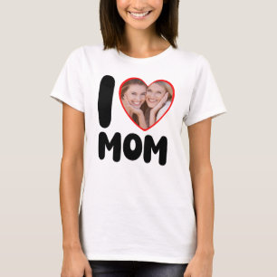 Ich liebe Mama Herz individuelle Foto Muttertag T-Shirt