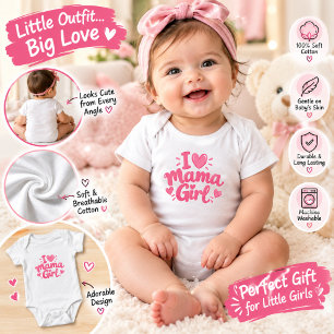 Ich liebe Mama Mädchen Baby Bodysuit – Süßer Rosa Strampler