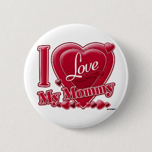 Ich Liebe Mama rot - Herz Button
