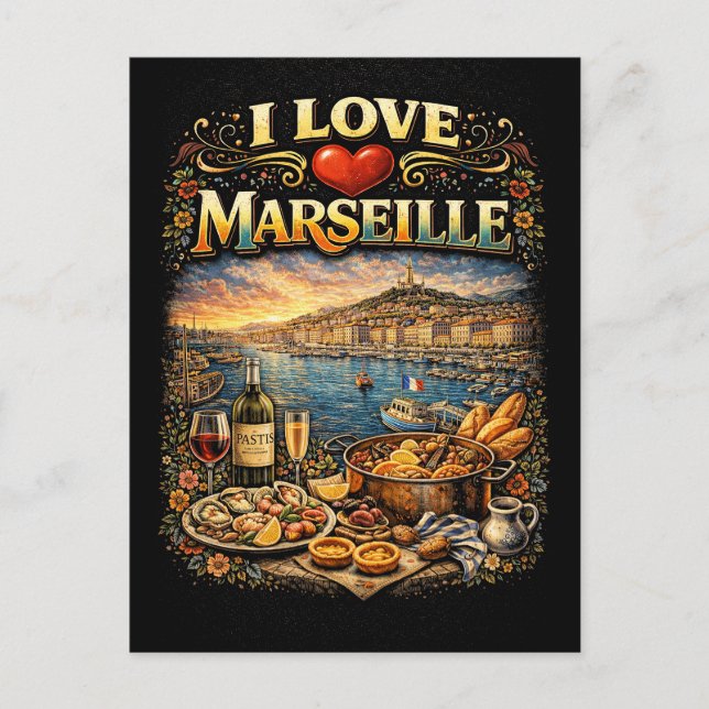 Ich liebe Marseille Postkarte (Vorderseite)