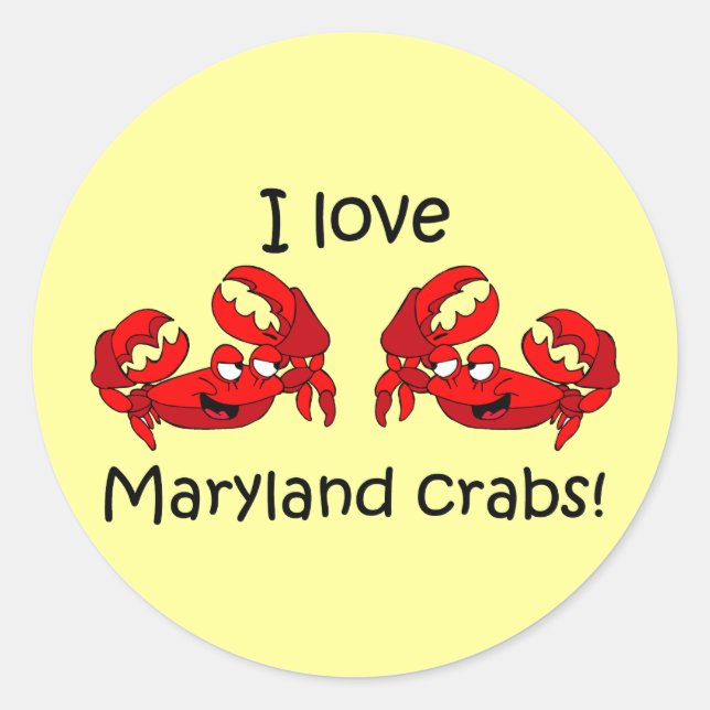 Ich Liebe Maryland Krabben! Runder Aufkleber (Vorderseite)