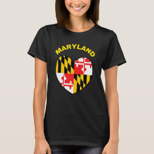 Ich liebe Maryland MD Staatsflagge Herz Baltimore T-Shirt