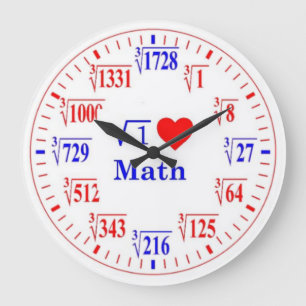 Ich Liebe Mathe, Cube Roots Wall Clock Große Wanduhr