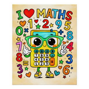 Ich liebe Mathe Süßer Taschenrechner-Design Poster