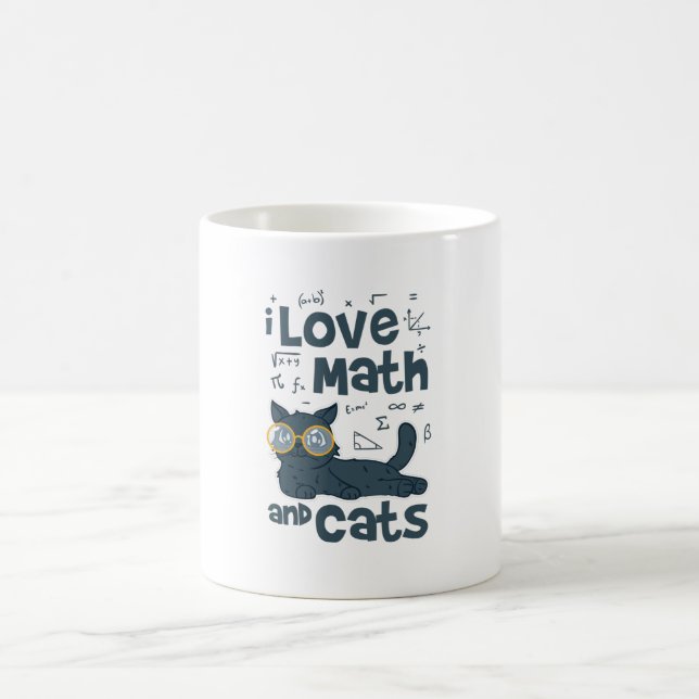 Ich Liebe Mathe und Katzen Kaffeetasse (Mittel)