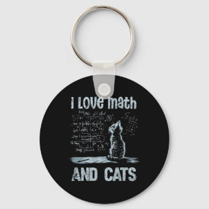 Ich liebe Mathe und Katzen Lustiger Katzenliebhabe Schlüsselanhänger