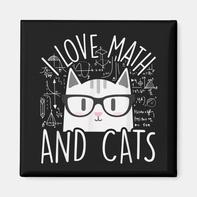 Ich Liebe Mathe und Katzen Niedliche Katze Magnet (Vorne)