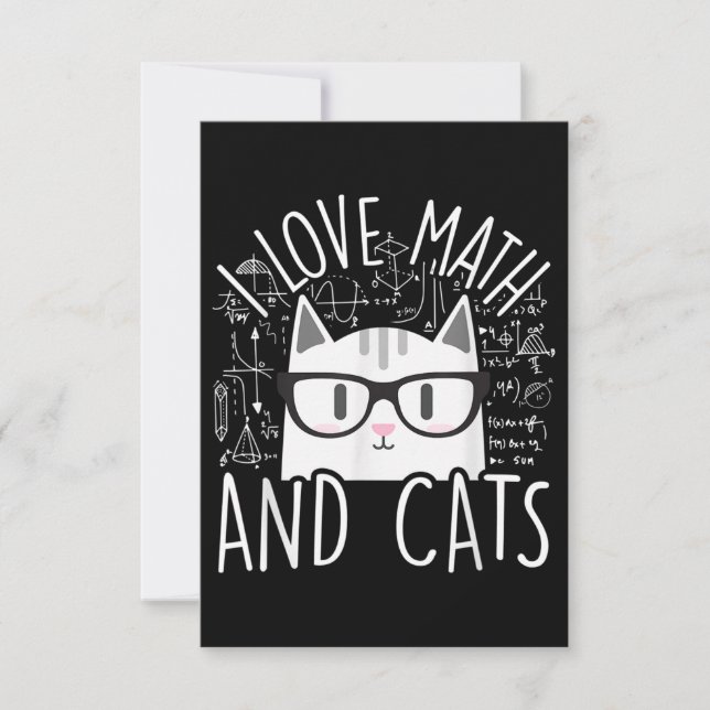 Ich Liebe Mathe und Katzen Niedliche Katze Mitteilungskarte (Vorderseite)
