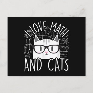 Ich Liebe Mathe und Katzen Niedliche Katze Postkarte